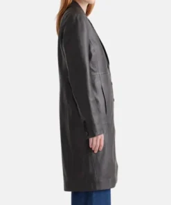 Alternative view of Megan Womens Black Leather Trench Coat
