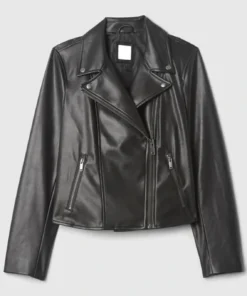 Mitchell Womens Plain Black Biker Leather Jacket