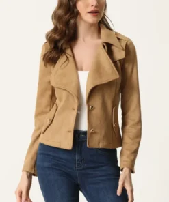 Navada Womens Soft Suede Leather Biker Jacket