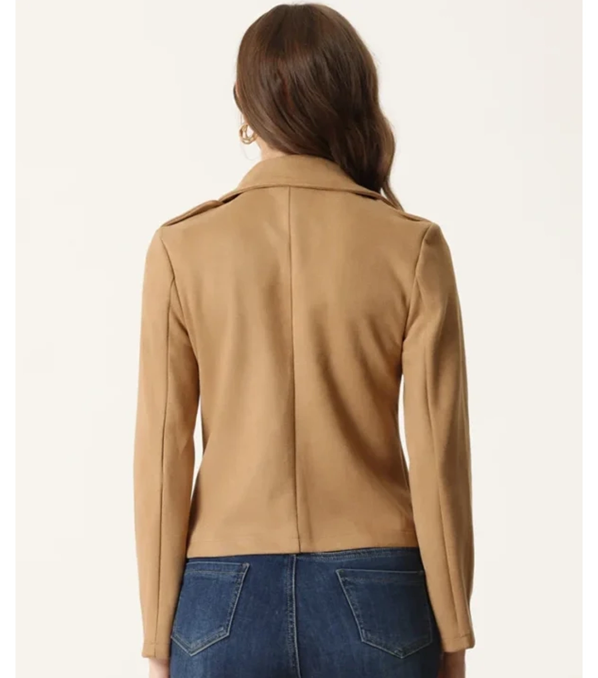 Navada Womens Soft Suede Leather Biker Jacket - Image 4