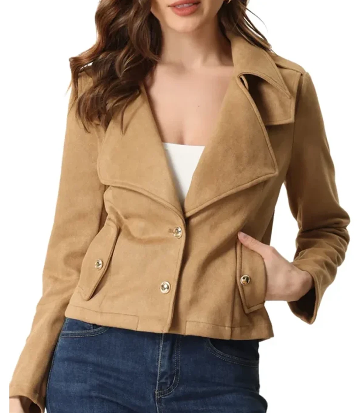 Navada Womens Soft Suede Leather Biker Jacket - Image 3