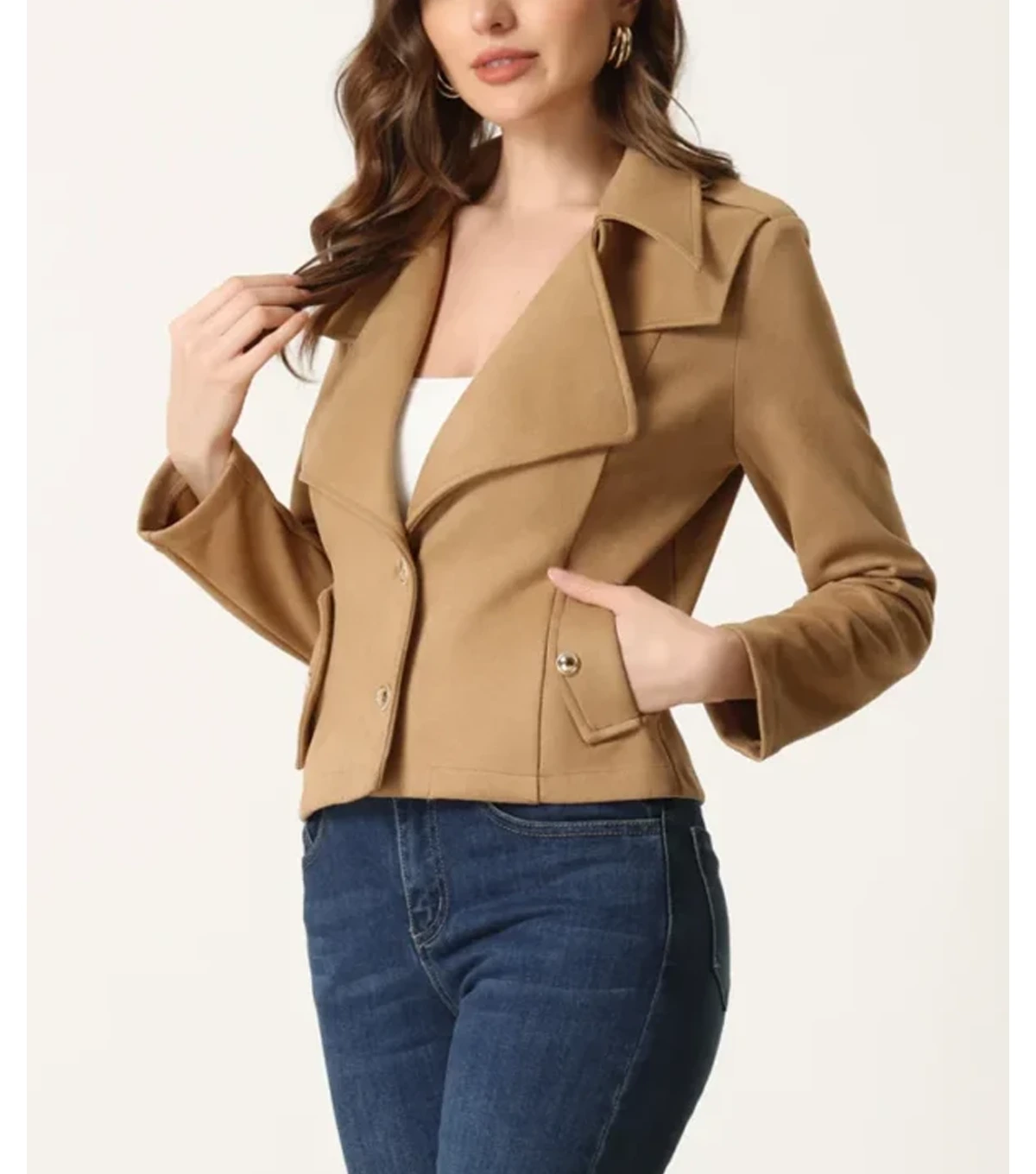 Navada Womens Soft Suede Leather Biker Jacket - Image 2