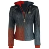 Property of Joker Red and Black Harley Quinn Leather Jacket