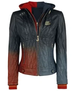 Property of Joker Red and Black Harley Quinn Leather Jacket