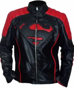 Red-Black@ Smallville Superman Red and Black Leather Jacket