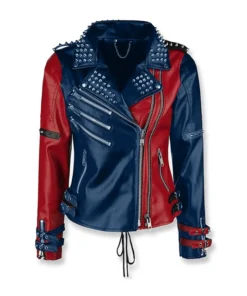 Suicide Squad Harley Quinn Red and Blue Leather Jacket