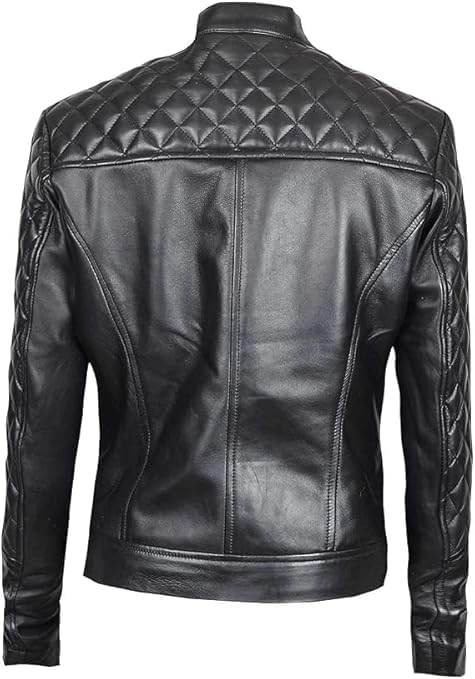 Tina Womens Lambskin Leather Caf? Racer Style Casual Jackets - Image 3