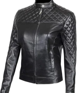 Alternative view of Tina Womens Lambskin Leather Caf? Racer Style Casual Jackets
