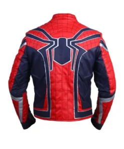Tom Holland Spider Man Far from Home Red Leather Jacket Back