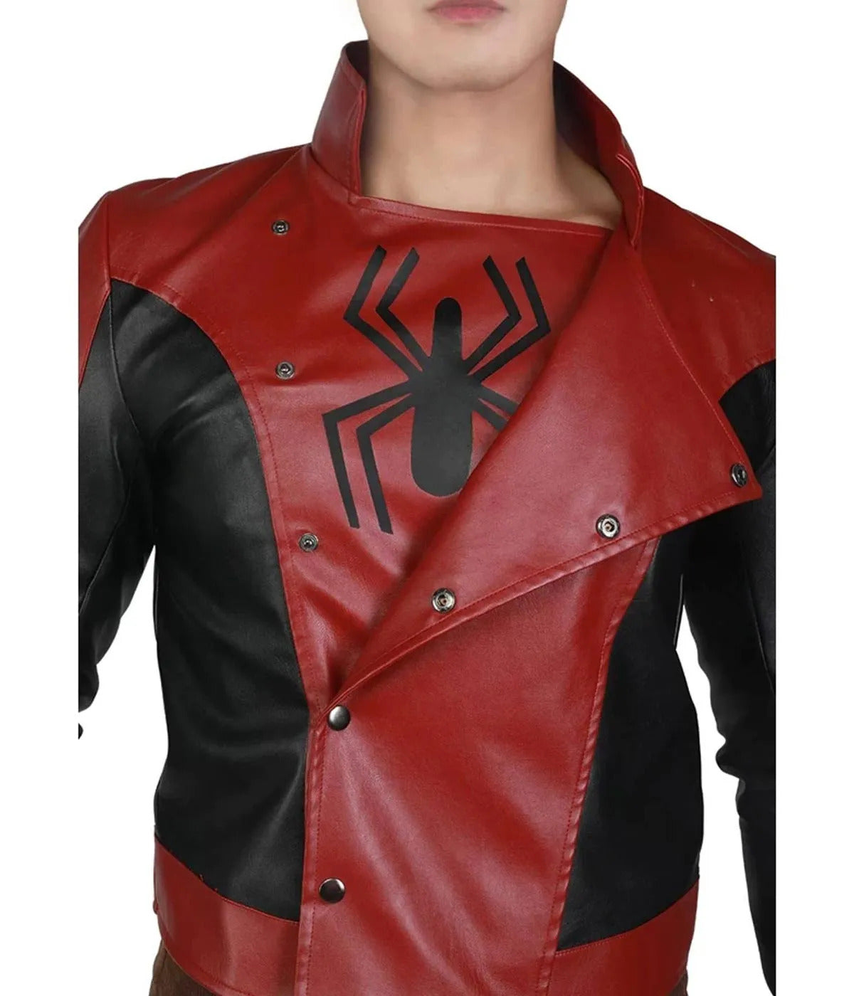 Tom Holland Spider-Man No Way Home Red Leather Jacket Front View