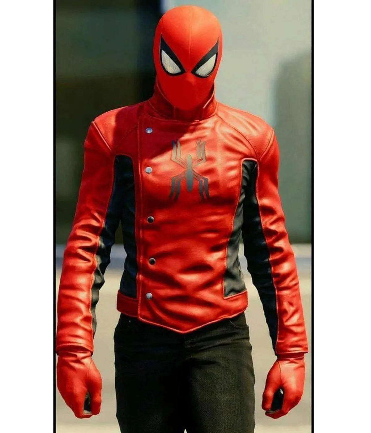 Tom Holland Spider-Man No Way Home Red Leather Jacket Front