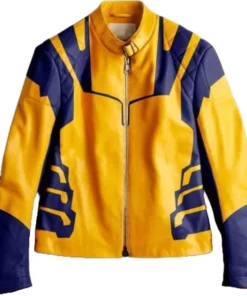 X-Men Yellow Viscose Biker Lining Leather Jacket
