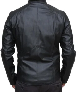 Alternative view of Christian Bale Batman Begins Black Leather Jacket