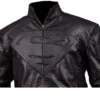 Black@ black leather superman jacket