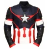 captain america civil war blue leather jacket
