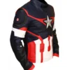 captain america civil war blue leather jacket side view