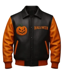 Alternative view of Halloween Dare To Be Spooky Gothic Print Varsity Bomber jacket