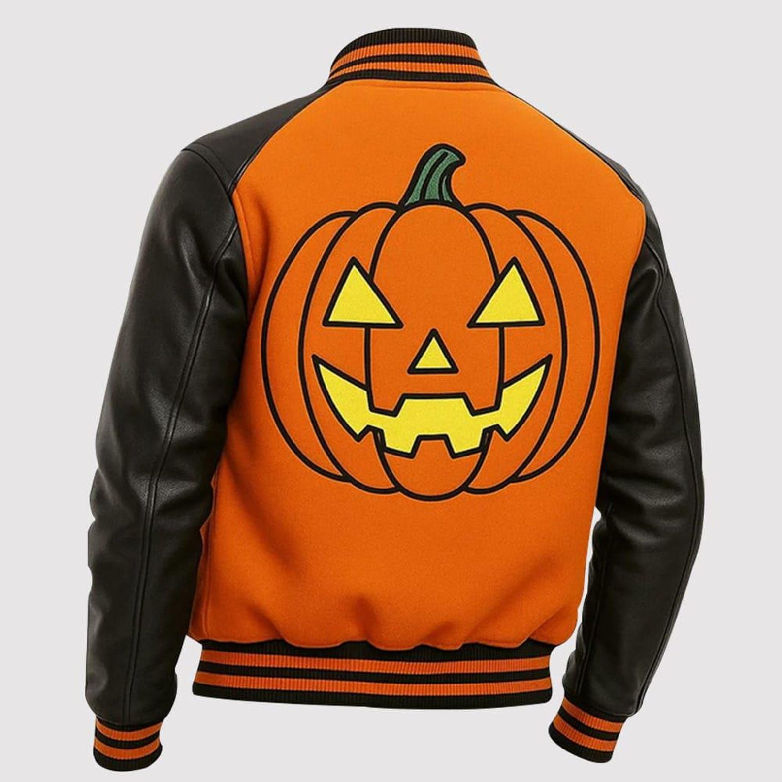 Halloween Pumpkin Crew Raglan Varsity Jacket - Image 3