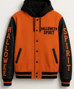 Alternative view of Halloween Spirit Orange and Black Skull Halloween Hooded Jacket