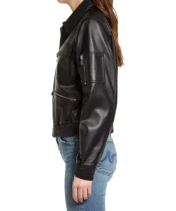 Alternative view of Cole Womens Aviator Black Bomber Leather Jacket