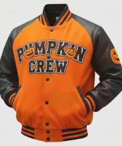 Halloween Pumpkin Crew Raglan Varsity Jacket