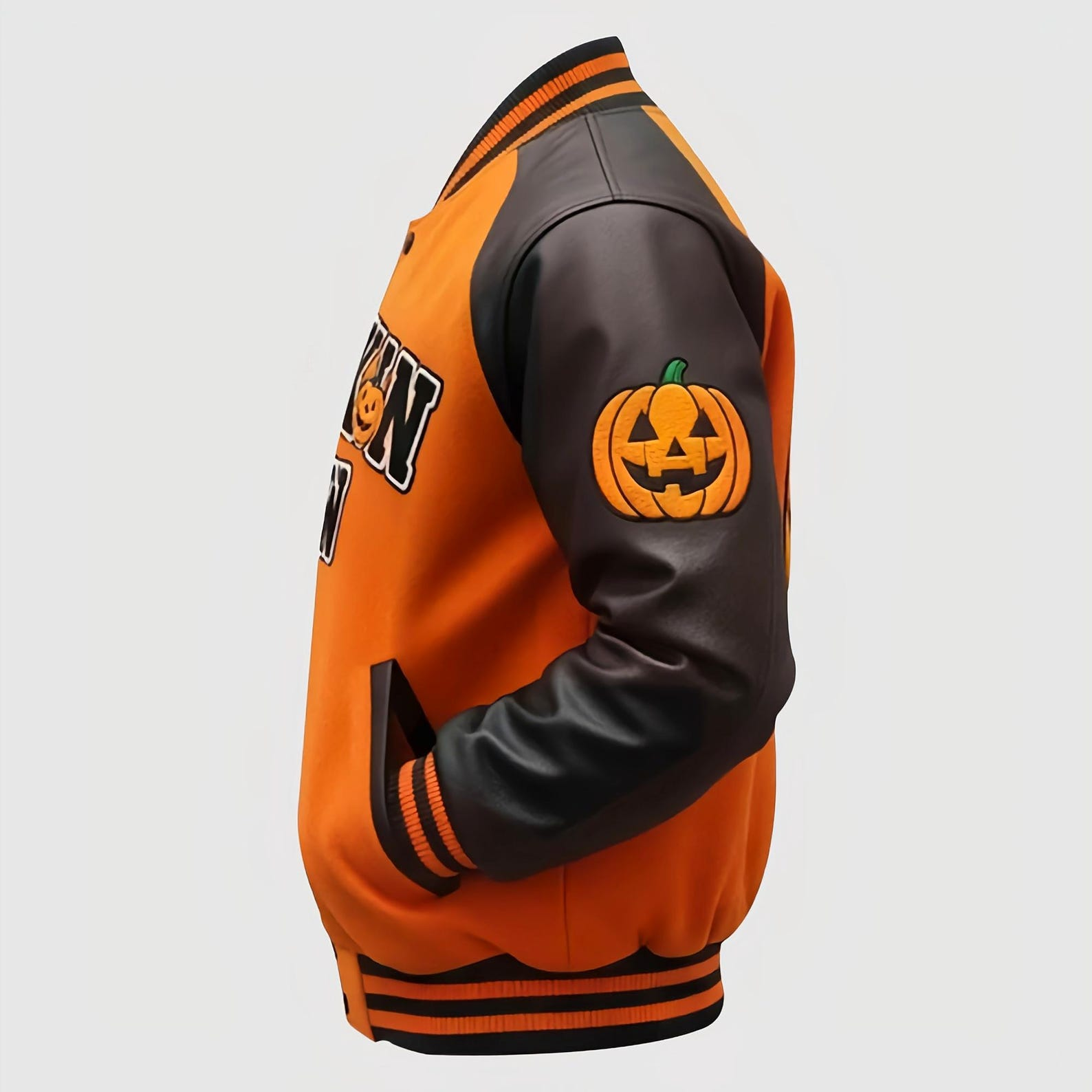 Halloween Pumpkin Crew Raglan Varsity Jacket - Image 2