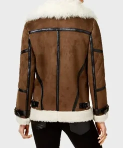 IvyLou-Fur-Collar-Real-Sheepskin-Leather-Brown-Shearling-Biker-Jacket-Back