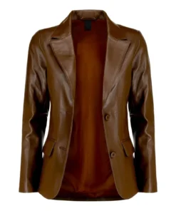 Alternative view of Kailynn Womens Lapel Collar Leather Brown Blazer