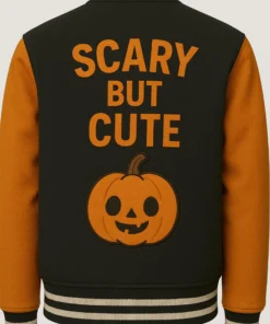 Scary But Cute Pumpkin Halloween Letterman Jacket