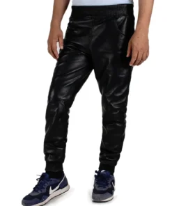 Delara Mens Black Leather Pants