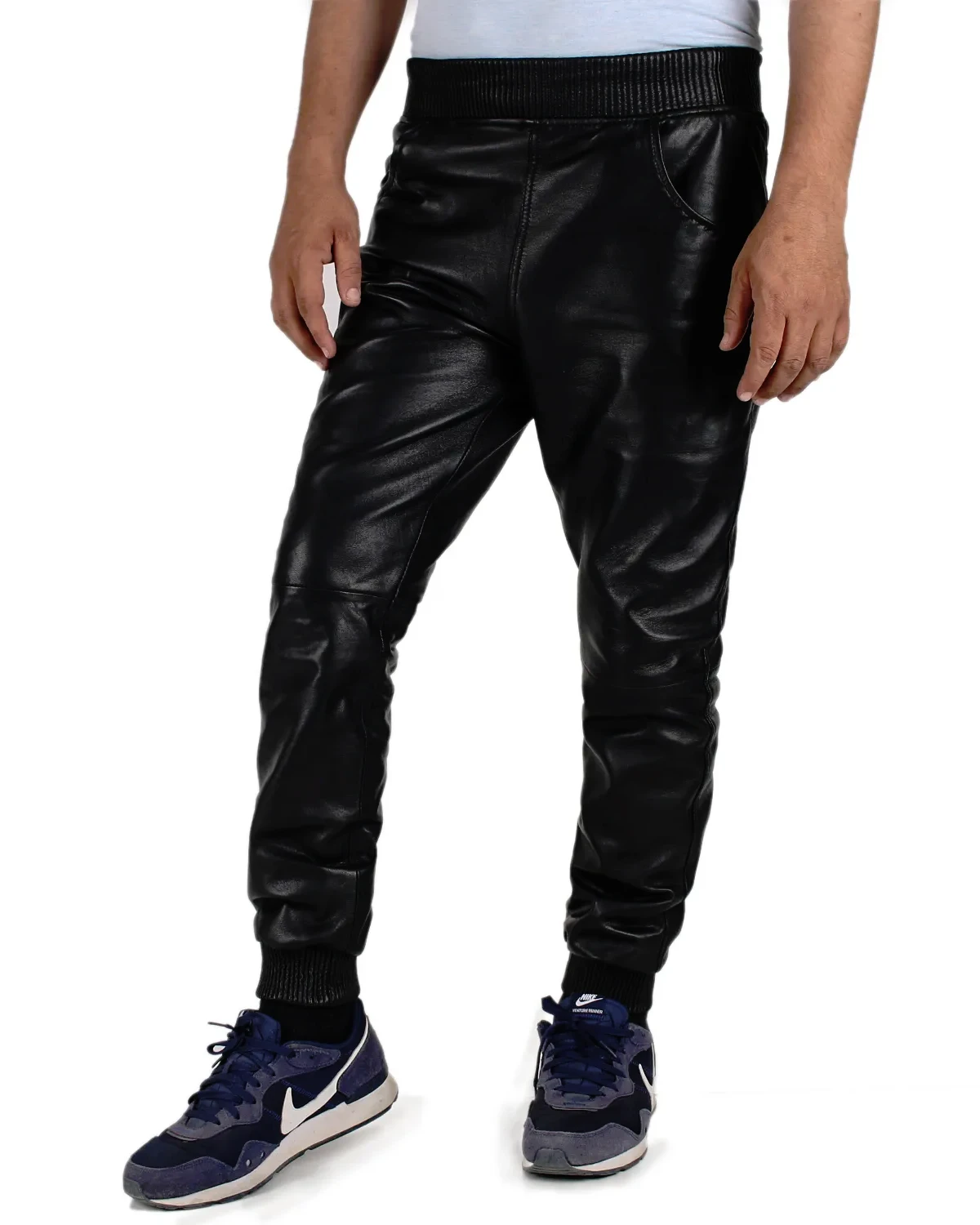 Delara Mens Black Leather Pants