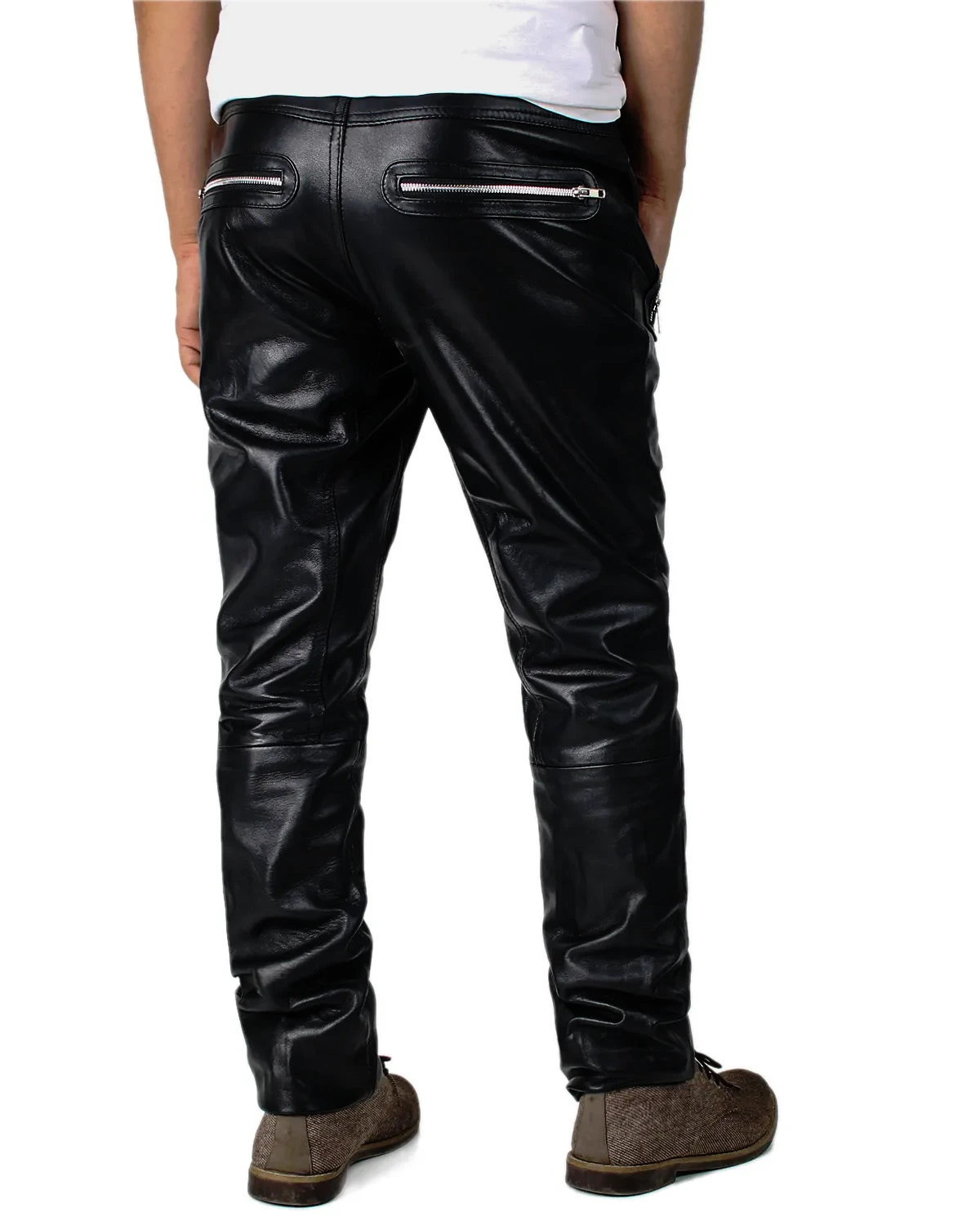 Veyron Mens Black Leather Pants - Image 2